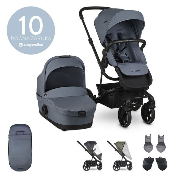 EASYWALKER SET HARVEY3 STEEL BLUE S PŘÍSLUŠENSTVÍM - VYSTAVENO - DVOJKOMBINACE - KOČÁRKY A PŘÍSLUŠENSTVÍ