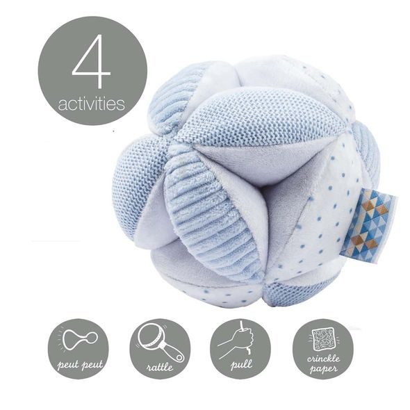 NATTOU HRAČKA MÍČ EDUKAČNÍ 4 AKTIVITY LAPIDOU BLUE - AKTIVNÍ HRAČKY - PRO DĚTI