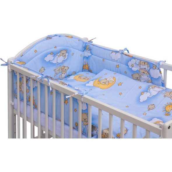 SCARLETT POSTÝLKA 120X60CM S KOMPLETNÍ VÝBAVOU MRÁČEK MODRÁ - DŘEVĚNÉ POSTÝLKY - SPINKÁNÍ