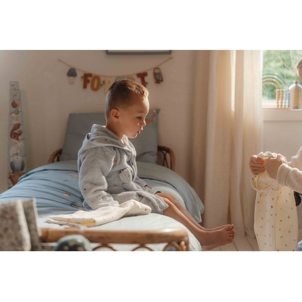 LITTLE DUTCH POVLEČENÍ 150X120 A 50X60 CM FOREST FRIENDS BLUE - POVLEČENÍ DO POSTÝLKY - SPINKÁNÍ