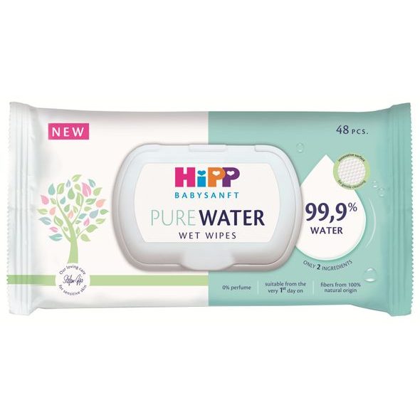 HIPP BABYSANFT ČISTÍCÍ VLHČENÉ UBROUSKY SOFT&PUR + VÍČKO 48 KS - VLHČENÉ UBROUSKY - PŘEBALOVÁNÍ