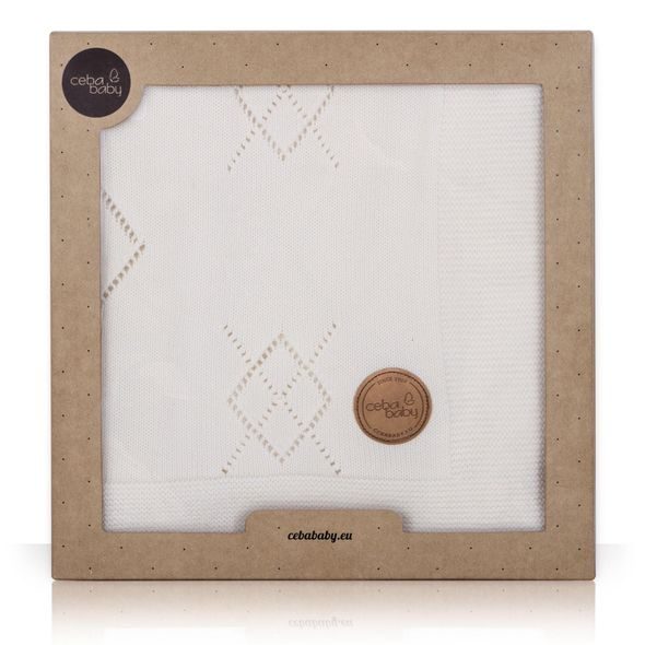 CEBA BABY PLETENÁ DEKA V DÁRKOVÉM BALENÍ (90X90) ROZETY - DĚTSKÉ DEKY PRO MIMINKA - SPINKÁNÍ