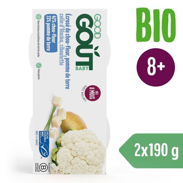 GOOD GOUT BIO TRESKA PESTRÁ S KVĚTÁKEM A BRAMBŮRKY 2X190G - MASO/ZELENINA - KRMENÍ