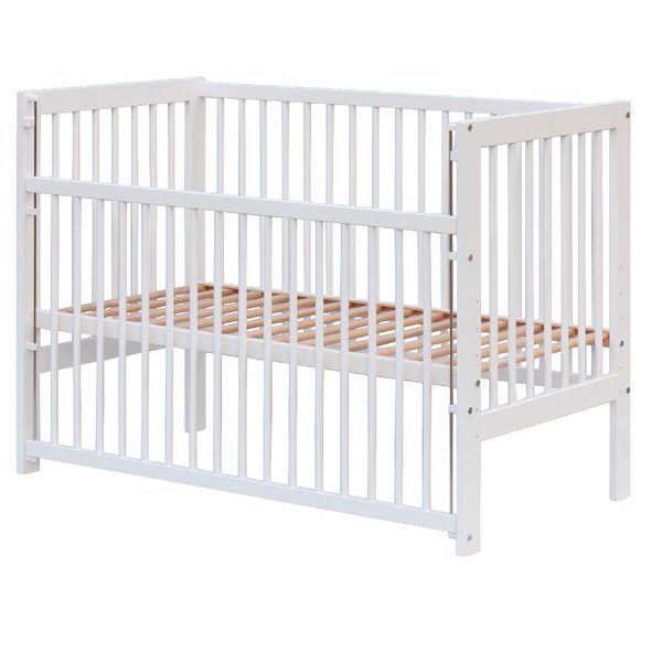 SCARLETT DĚTSKÁ POSTÝLKA SE STAHOVACÍM BOKEM PERTA (BUK) BÍLÁ 120X60CM - DŘEVĚNÉ POSTÝLKY - SPINKÁNÍ