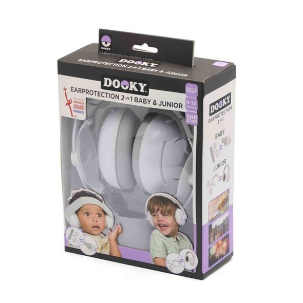DOOKY CHRÁNIČE SLUCHU 2V1 BABY & JUNIOR 0-12R WHITE - BEZPEČNOST DĚTÍ V DOMÁCNOSTI - KOUPÁNÍ A ZDRAVÍ