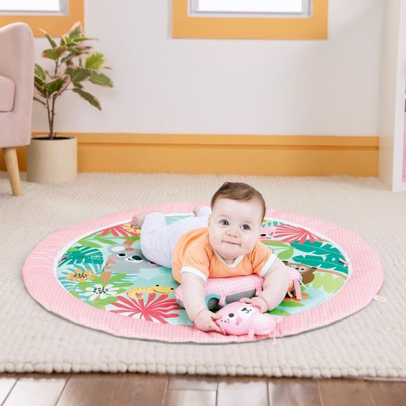BRIGHT STARTS DEKA NA HRANÍ PRO ROZVOJ MOTORIKY A SMYSLŮ POP 'N WIGGLE ROSY RAINFOREST™, 0M+ - HRACÍ DEKY - PRO DĚTI