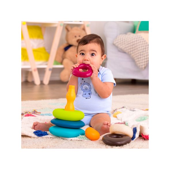 B-TOYS PYRAMIDA Z KROUŽKŮ - STOHOVACÍ HRAČKY - PRO DĚTI