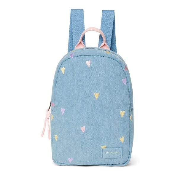 STUDIO NOOS DENIM MINI BACKPACK - BATŮŽEK | HEARTS LIGHT BLUE HEARTS - BATOHY A TAŠKY - PRO DĚTI