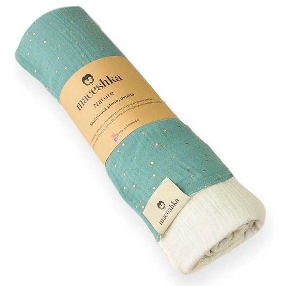 MACESHKA MUŠELÍNOVÁ PLENA NATURE SE ZLATÝM PUNTÍKEM - ZAVINOVACÍ PLENY / OSUŠKY VELKÉ - PŘEBALOVÁNÍ