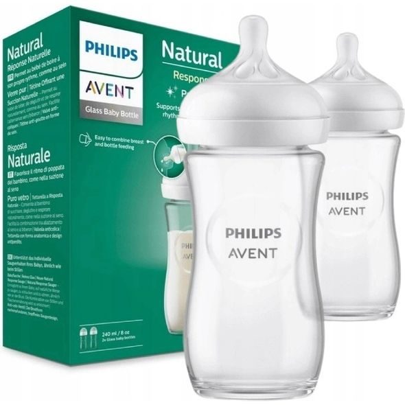 PHILIPS AVENT LÁHEV NATURAL RESPONSE SKLENĚNÁ 240 ML, 1M+, 2 KS - KOJENECKÉ LAHVE - KRMENÍ