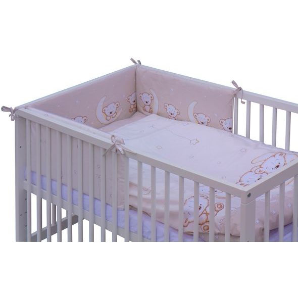 SCARLETT DĚTSKÁ POSTÝLKA S VYNDAVACÍMI PŘÍČKAMI - BÍLÁ - 120X60 CM S KOMPLETNÍ VÝBAVOU TORO RŮŽOVÁ - DŘEVĚNÉ POSTÝLKY - SPINKÁNÍ