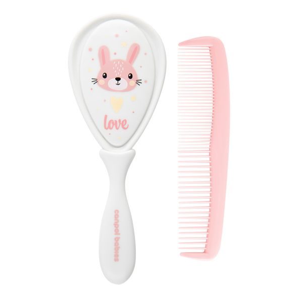 CANPOL BABIES HŘEBEN A KARTÁČ CUTE ANIMALS RŮŽOVÝ - HŘEBÍNKY A KARTÁČKY - KOUPÁNÍ A ZDRAVÍ