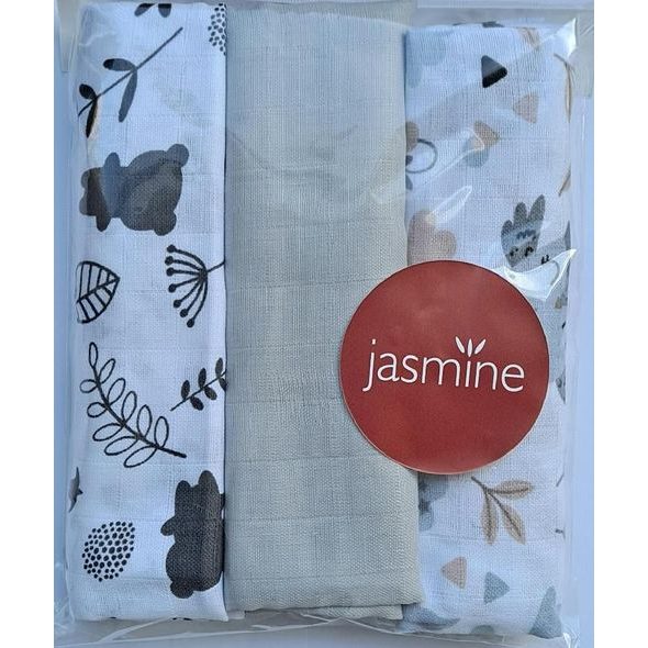 JASMINE MUŠELÍNOVÉ PLENY SADA MIX UNISEX2 3KS - LÁTKOVÉ PLENY SKLÁDANÉ - PŘEBALOVÁNÍ