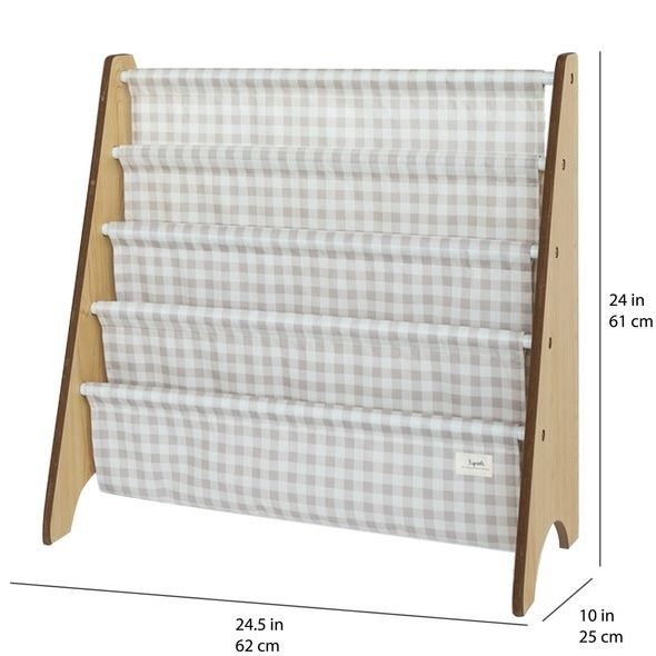 3 SPROUTS STOJAN NA KNÍŽKY RECYCLED GINGHAM/BEIGE - DEKORACE A POLIČKY - SPINKÁNÍ