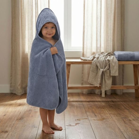 FILLIKID OSUŠKA S KAPUCÍ DINO BLUE 75X75 CM - OSUŠKY A DĚTSKÉ ŽUPANY - KOUPÁNÍ A ZDRAVÍ