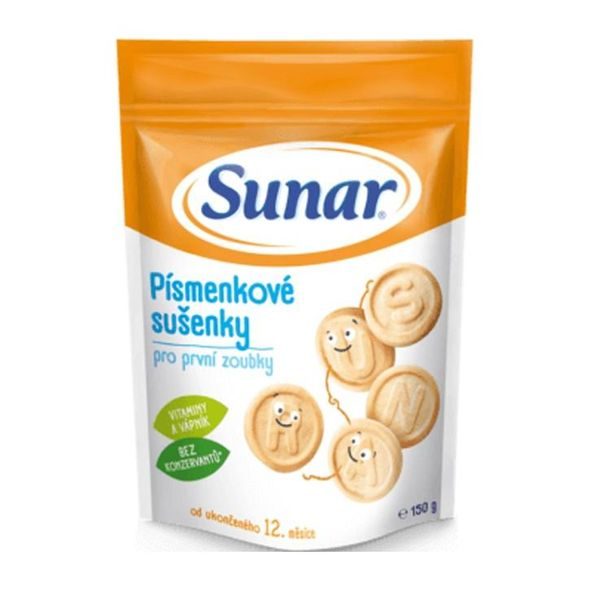 SUNAR SUŠENKY PÍSMENKOVÉ DĚTSKÉ 150G - TYČINKY/SUŠENKY - KRMENÍ