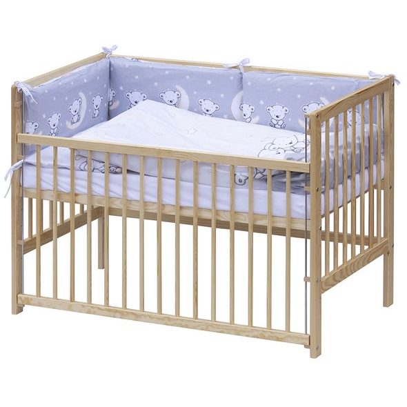 SCARLETT POSTÝLKA 120X60CM S KOMPLETNÍ VÝBAVOU TORO ŠEDÁ - DŘEVĚNÉ POSTÝLKY - SPINKÁNÍ