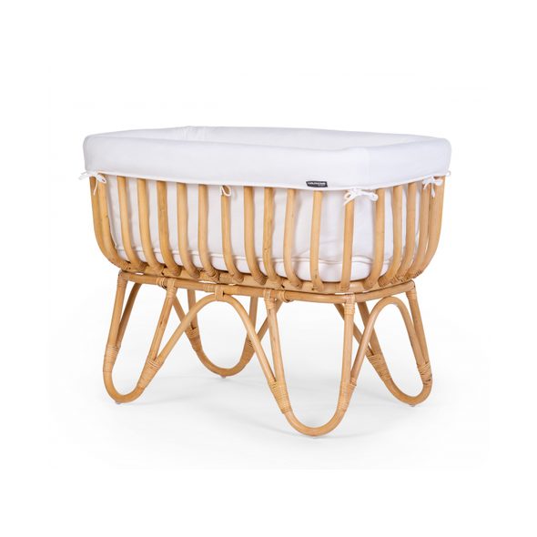 CHILDHOME KOŠÍK NA MIMINKO RATANOVÝ + MATRACE + POTAH JERSEY OFF WHITE - KOŠÍKY A KOLÉBKY - SPINKÁNÍ