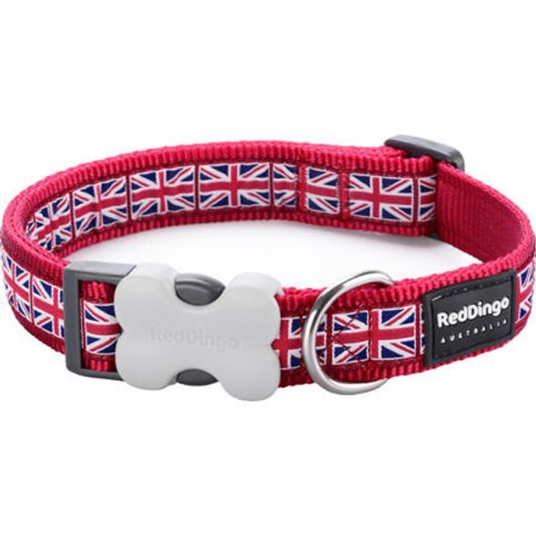 RED DINGO OBOJEK RD 12 MM X 20-32 CM - UNION JACK FLAG - NYLONOVÉ OBOJKY PRO PSY - CHOVATELSKÉ POTŘEBY MALVÍKZOO