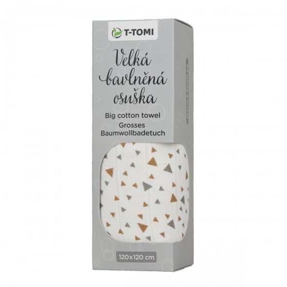 T-TOMI VELKÁ BAVLNĚNÁ TETRA OSUŠKA 120X120CM - ZAVINOVACÍ PLENY / OSUŠKY VELKÉ - PŘEBALOVÁNÍ