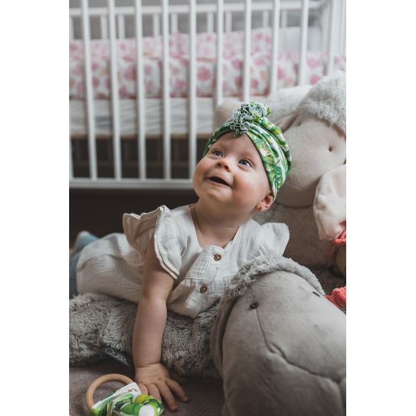 ENIE BABY TURBAN - DĚTSKÁ ČEPICE 3-6M TROPICAL LEAVES - ČEPIČKY A KLOBOUČKY - PRO DĚTI