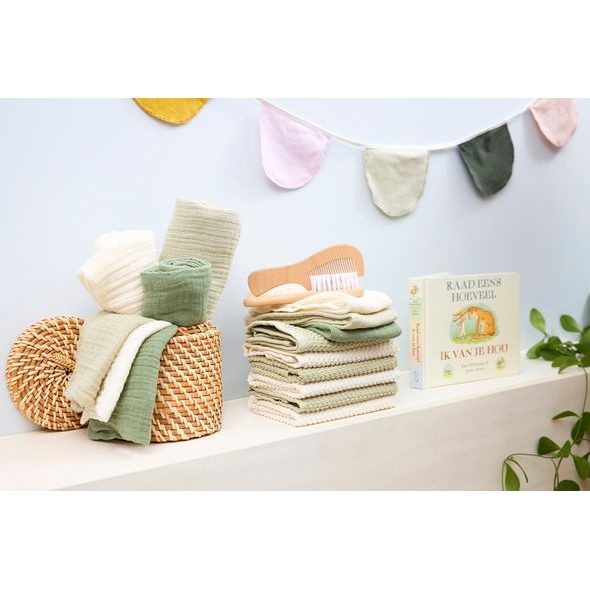 MEYCO SADA ŽÍNEK POPCORN 6KS (30X30) - NATURAL/SOFT OLIVE - ŽÍNKY A HOUBIČKY - KOUPÁNÍ A ZDRAVÍ