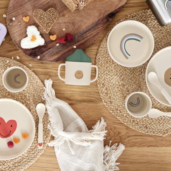 LÄSSIG SIPPY CUP PP/CELLULOSE HAPPY RASCALS SMILE GREEN - DĚTSKÉ HRNEČKY - KRMENÍ