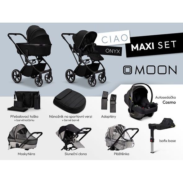 MOON CIAO MAXI SET - ONYX - KOMBINACE S PŘÍSLUŠENSTVÍM - KOČÁRKY A PŘÍSLUŠENSTVÍ