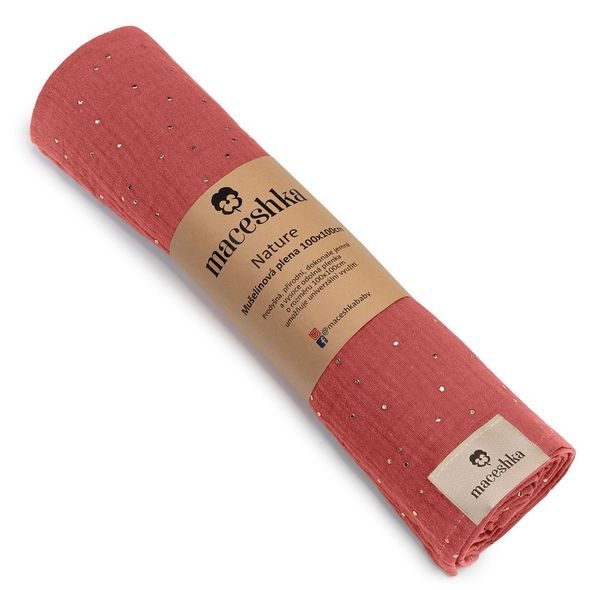 MACESHKA MUŠELÍNOVÁ PLENA NATURE SE ZLATÝM PUNTÍKEM - ZAVINOVACÍ PLENY / OSUŠKY VELKÉ - PŘEBALOVÁNÍ