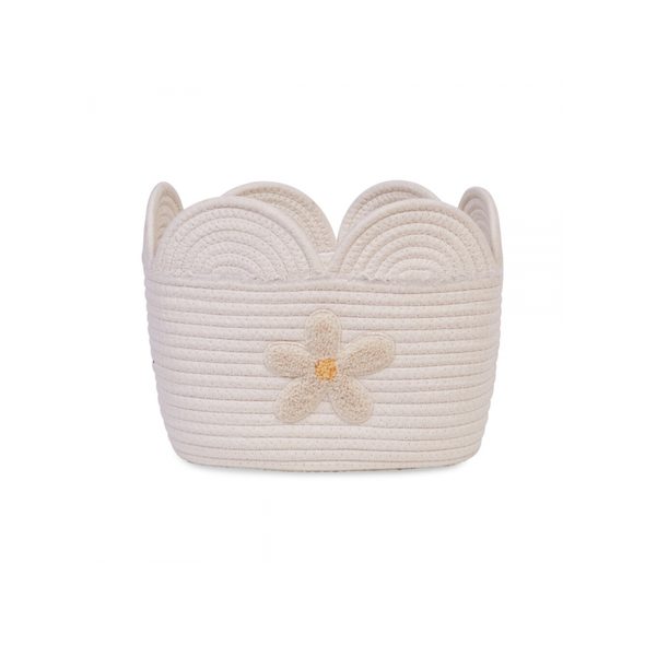 CHILDHOME KOŠ NA HRAČKY KVĚTINA OFF WHITE 30X20X15 CM - BOXY NA HRAČKY - SPINKÁNÍ