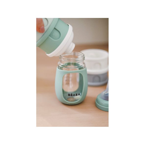 BEABA SADA KELÍMKŮ NA SUŠENÉ MLÉKO / SVAČINU COTTON WHITE / SAGE GREEN - KRABIČKY NA SVAČINU - KRMENÍ