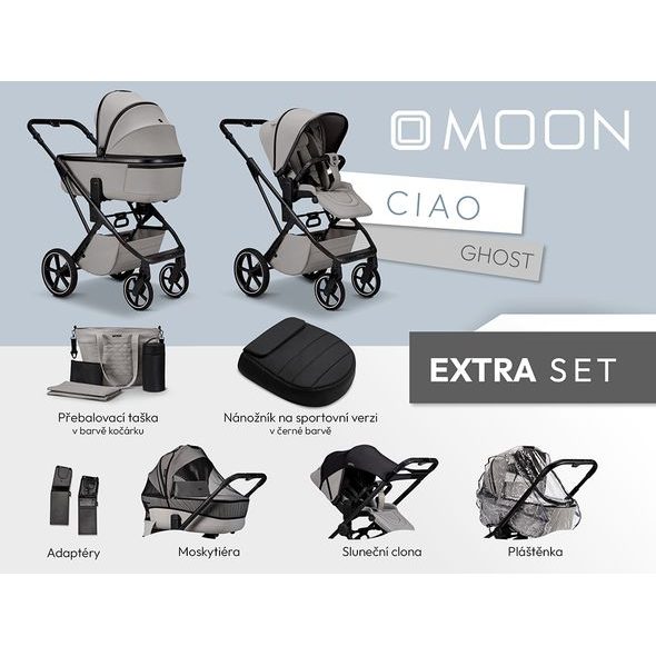 MOON CIAO EXTRA SET - GHOST - KOMBINACE S PŘÍSLUŠENSTVÍM - KOČÁRKY A PŘÍSLUŠENSTVÍ