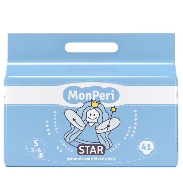 MONPERI STAR S 3-6KG (41KS) HYPOALERGENNÍ JEDNORÁZOVÉ DĚTSKÉ PLENY VEL. 2 - JEDNORÁZOVÉ PLENY - PŘEBALOVÁNÍ