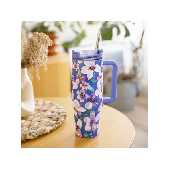 QUOKKA NEREZOVÝ TERMOHRNEK S BRČKEM STREAM FLOWER DUSK 950 ML - TERMOOBALY A TERMOSKY - KRMENÍ