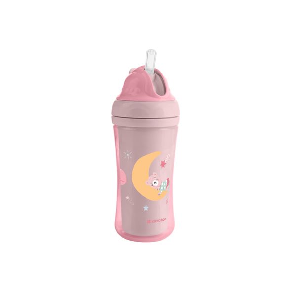 KIKKABOO HRNEK SE SILIKONOVÝM BRČKEM 220ML 8M+ MOONY ME PINK - DĚTSKÉ HRNEČKY - KRMENÍ