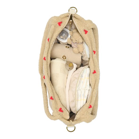 STUDIO NOOS TEDDY HEARTS PŘEBALOVACÍ TAŠKA ECRU HEARTS - PŘEBALOVACÍ TAŠKY - KOČÁRKY A PŘÍSLUŠENSTVÍ