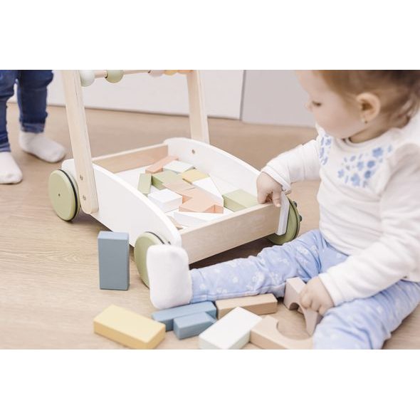 ZOPA DŘEVĚNÝ VOZÍK S KOSTKAMI - KOSTKY - PRO DĚTI