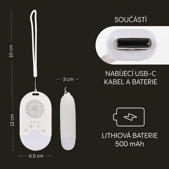 ZOPA PŘENOSNÝ USÍNACÍ MODUL S LED SVĚTLEM, BÍLÝM ŠUMEM A ZVUKY - NOČNÍ SVĚTLA - SPINKÁNÍ