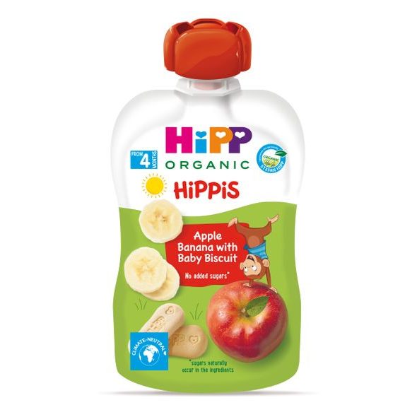 HIPP BIO HIPPIES JABLKO-BANÁN-COOKIES - KAPSIČKY - KRMENÍ