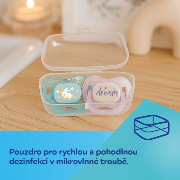 CANPOL BABIES DUDLÍK SVÍTÍCÍ SILIKONOVÝ SYMETRICKÝ NIGHTGLOW 6-18M 2KS HOLKA - ŠIDÍTKA A DOPLŇKY - KRMENÍ