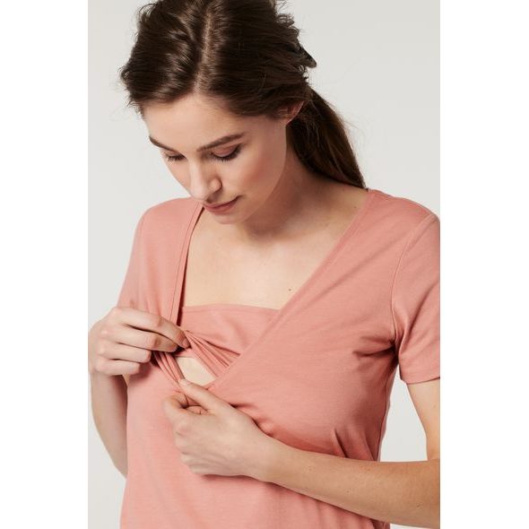 NOPPIES NURSING PYJAMA SHIRT HOME CANYON MELANGE - TĚHOTENSKÁ MÓDA - PRO MAMINKY