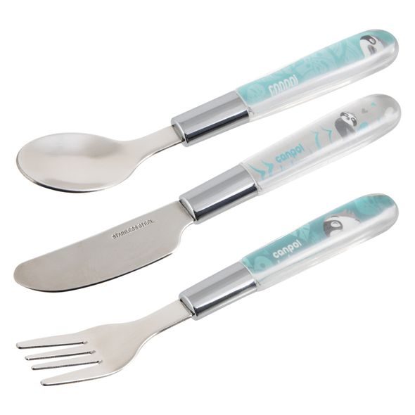 CANPOL BABIES PŘÍBOR KOVOVÝ EXOTIC ANIMALS 3KS MODRÝ - LŽIČKY A PŘÍBORY - KRMENÍ