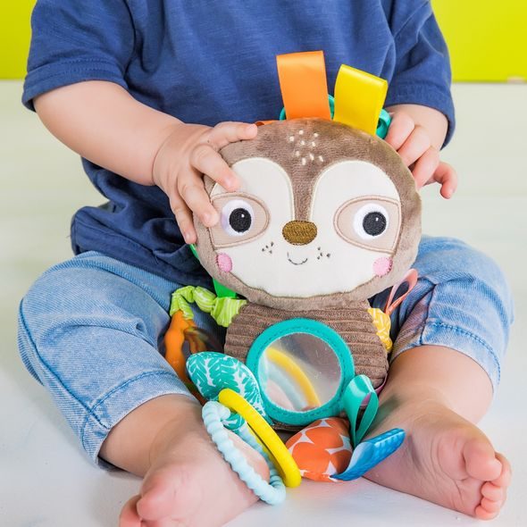 BRIGHT STARTS HRAČKA NA C KROUŽKU PLAYFUL PALS LENOCHOD 0M+ - HRAČKY K ZAVĚŠENÍ - PRO DĚTI