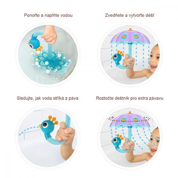 YOOKIDOO PAVÍ DEŠTNÍK FIALOVÝ - HRAČKY DO VANY - PRO DĚTI
