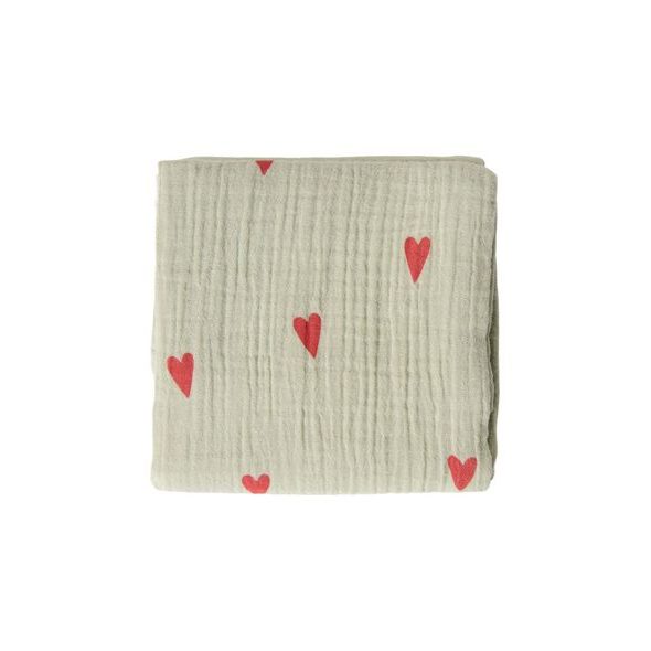 STUDIO NOOS SWADDLE ZAVINOVAČKA PRINT MEDIUM GREEN HEARTS - ZAVINOVACÍ PLENY / OSUŠKY VELKÉ - PŘEBALOVÁNÍ