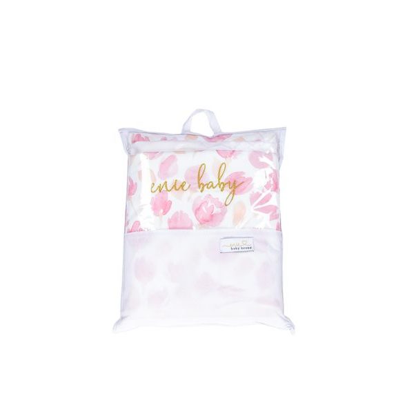 ENIE BABY POVLEČENÍ SATINE 100X140 A 40X60CM PINK LEAVES - POVLEČENÍ DO POSTÝLKY - SPINKÁNÍ