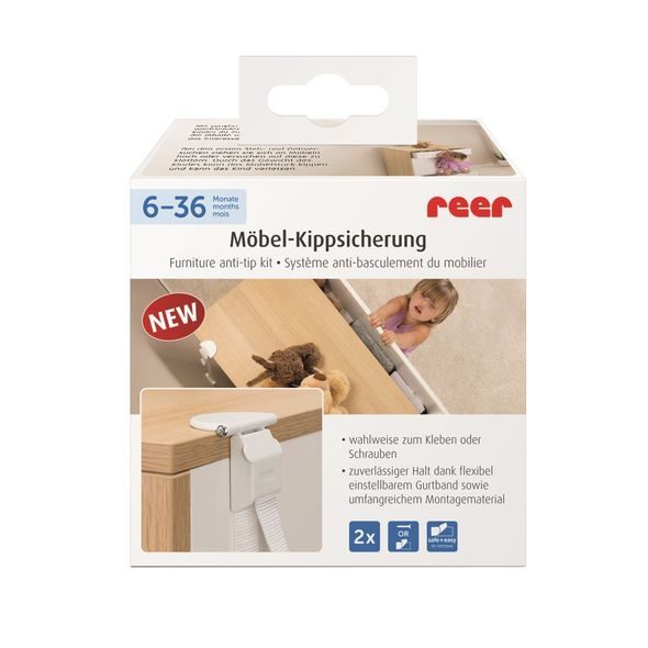 REER DRŽÁK NÁBYTKU ANTI-TIP KIT - BEZPEČNOST DĚTÍ V DOMÁCNOSTI - KOUPÁNÍ A ZDRAVÍ