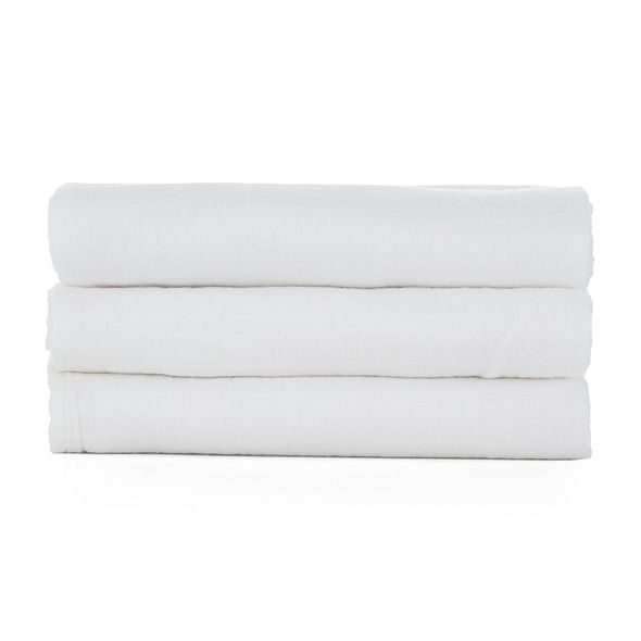 PETITE&MARS SADA PLENEK BAMBUSOVÁ MUŠELÍNOVÁ 3KS MOUSSY TOTAL WHITE, 68 X 68 CM - LÁTKOVÉ PLENY ALL IN ONE - PŘEBALOVÁNÍ