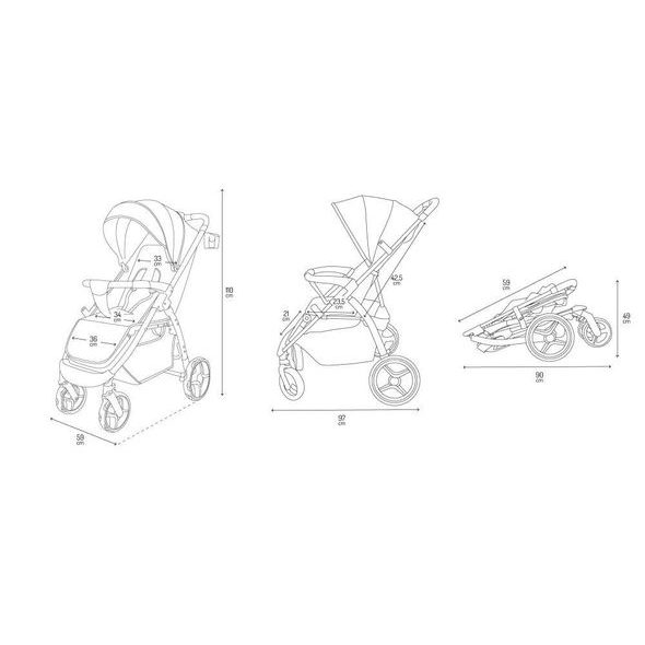 MOMI MIYA ŠEDÝ - SPORTOVNÍ KOČÁRKY - KOČÁRKY A PŘÍSLUŠENSTVÍ