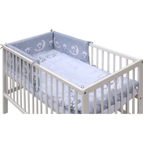 SCARLETT DĚTSKÁ POSTÝLKA S VYNDAVACÍMI PŘÍČKAMI - BÍLÁ - 120X60 CM S KOMPLETNÍ VÝBAVOU TORO RŮŽOVÁ - DŘEVĚNÉ POSTÝLKY - SPINKÁNÍ